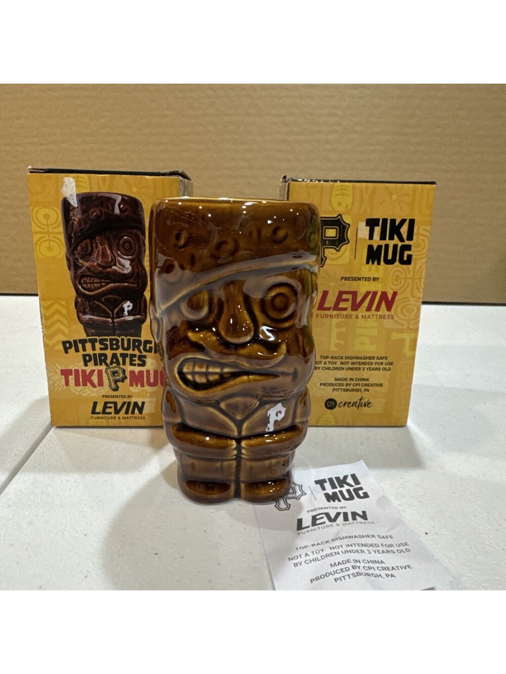 Pittsburgh Pirates Tiki Mug MLB Brown Ceramic Promotion SGA Baseball Bucs NIB